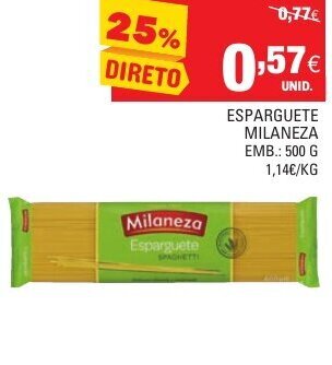 Continente Esparguete Milaneza 500g promoção