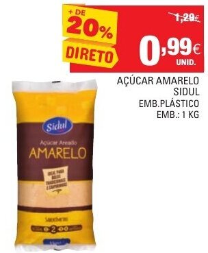 Continente Açúcar Amarelo Sidul 1kg promoção