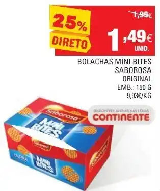 Continente Bolachas Mini Bites Saborosa Original 150g promoção
