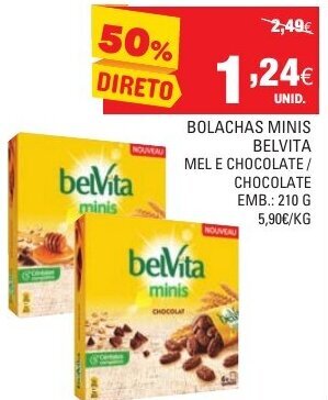 Continente Bolachas Minis Belvita 210g promoção