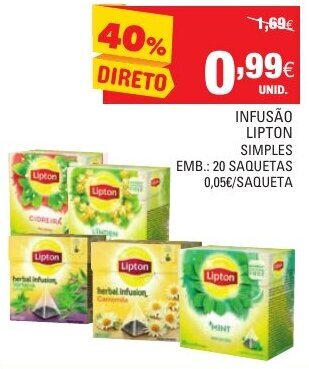 Infusão Lipton Simples 20 Saquetas