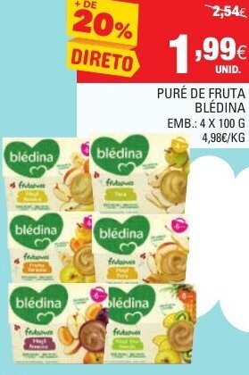 Continente Puré de Fruta Blédina 4x100g promoção