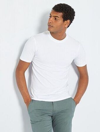 Kiabi T-shirt em algodão com gola redonda promoção