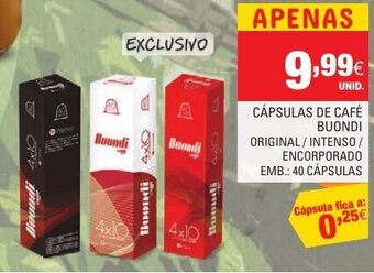 Continente Cápsulas de Café Buondi 40 cápsulas promoção
