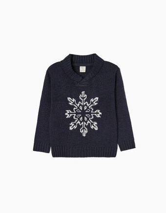 Zippy Camisola de malha com jacquard para menino, azul escuro promoção