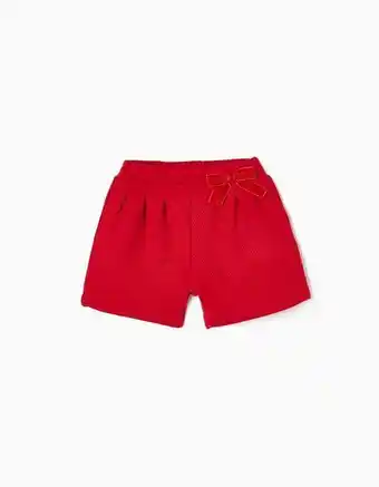 Calções de algodão com laço de veludo para menina, vermelho