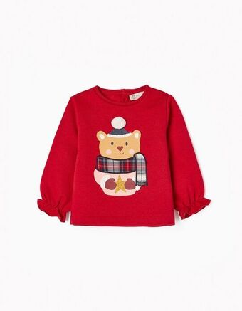 Zippy Sweat de algodão para bebé menina 'ursinho de natal', vermelho promoção
