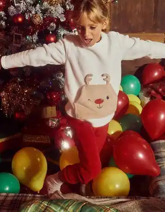 Zippy Pijama de peluche para menina, branco/vermelho promoção