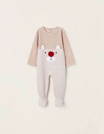 Zippy Babygrow de veludo em algodão para bebé, bege/branco promoção