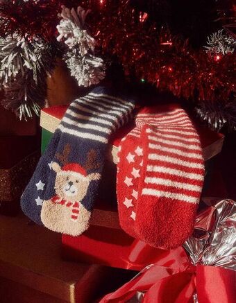 Zippy Pack 2 pares de meias antiderrapantes para criança 'natal', vermelho/azul promoção