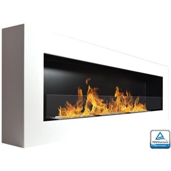 Chimenea de bioetanol modelo eydís blanco con cristal protector 120 cm