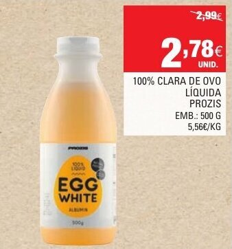 Continente 100% Clara de Ovo Líquida Prozis 500g promoção