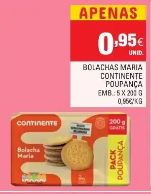 Continente Bolachas Maria Continente Poupança 5x200g promoção
