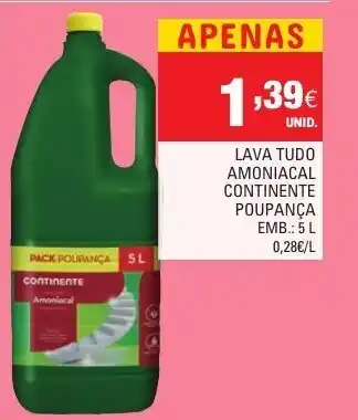 Continente Lava Tudo Amoniacal Continente Poupança 5L promoção