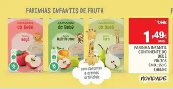 Continente Farinha Infantil Continente do Bebé Frutos 250g promoção