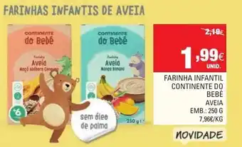 Continente Farinha Infantil Continente do Bebé Aveia 250g promoção
