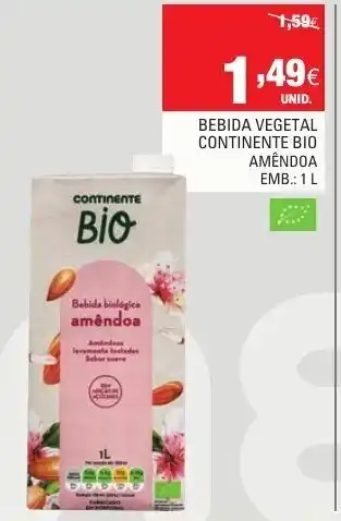 Bebida Vegetal Continente Bio Amêndoa 1L