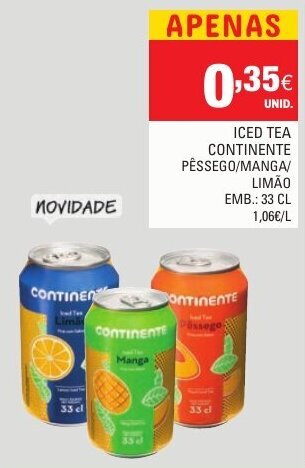 Continente Iced Tea Continente 33cl promoção