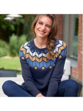 Camisola de gola jacquard e manga comprida