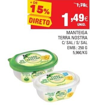 Continente Manteiga Terra Nostra 250g promoção
