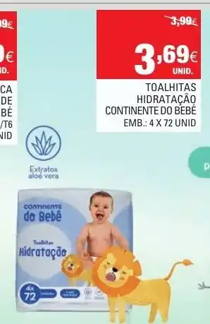 Continente Taolhitas Hidratação Continente do Bebé 4x72 Unid promoção