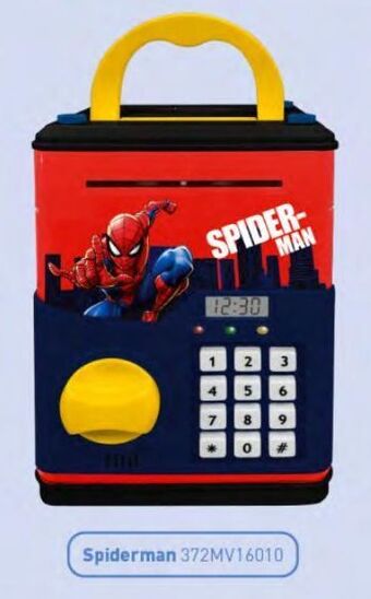Caixa de dinheiro digital com relógio spiderman