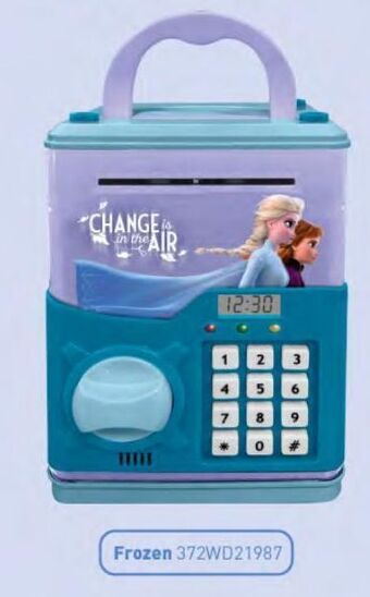 Caixa de dinheiro digital frozen ii com relógio