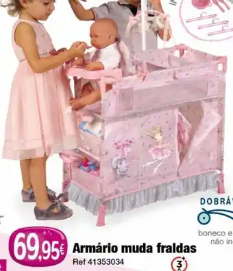 Armário muda fraldas de bonecas dobrável