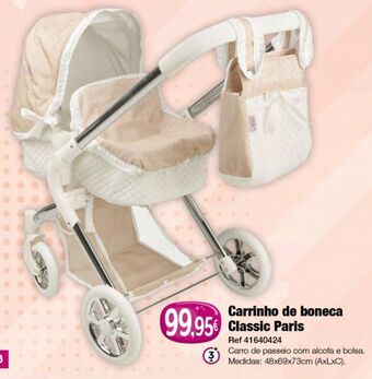Carrinho de boneca classic paris 48x69x73 cm