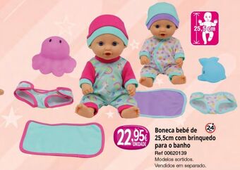 Boneca bebé de 25cm com brinquedo para o banho