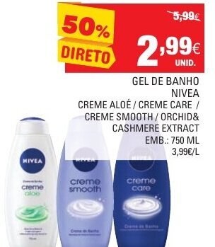 Continente Gel de Banho Nivea 750ml promoção