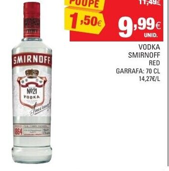 Continente Vodka Smirnoff Red 70cl promoção