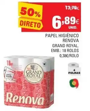 Continente Papel Higiénico Renova Grand Royal 18 Rolos promoção