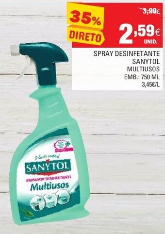 Continente Spray Desinfetante Sanytol Multiusos 750ml promoção