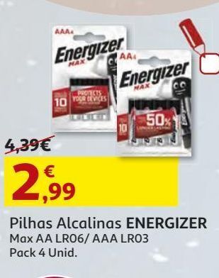 Auchan Pilhas alcalinas energizer promoção