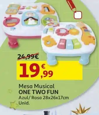 Auchan Mesa musical one two fun azul/rosa 28x26x17cm promoção