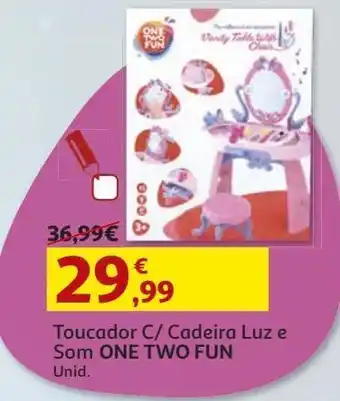 Auchan Toucador one two fun c/cadeira luz e som promoção