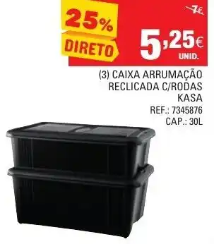 Continente (3) Caixa Arrumação Reclicada C/Rodas Kasa 30L promoção