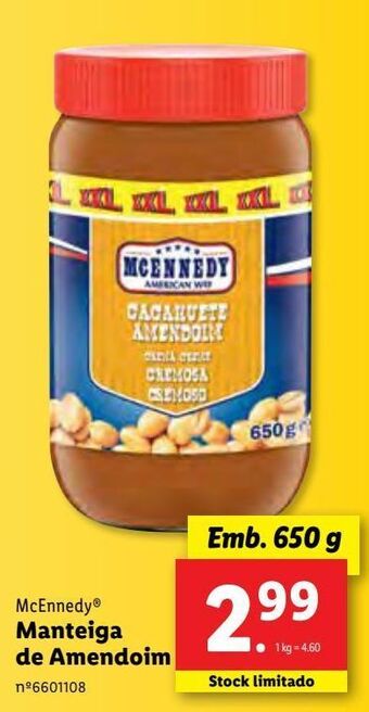 Lidl Creme de amendoim mcennedy promoção