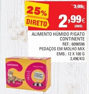 Continente Alimento Humido P/Gato Continente 12x100g promoção