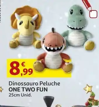 Auchan Dinossauro peluche one two fun 25cm promoção