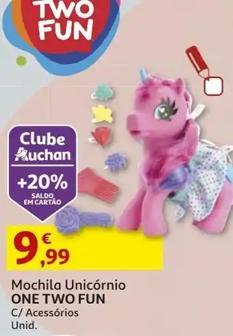 Auchan Mochila unicornio one two fun c/ acessórios promoção