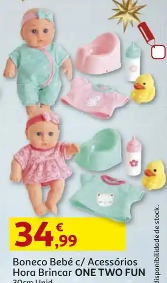 Boneco bebé one two fun acessorios hora brincar 30 cm
