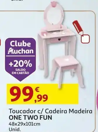 Auchan Toucador one two fun com cadeira madeira 48*29*101 promoção