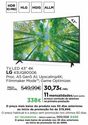 El Corte Inglés Tv 43'' led lg promoção