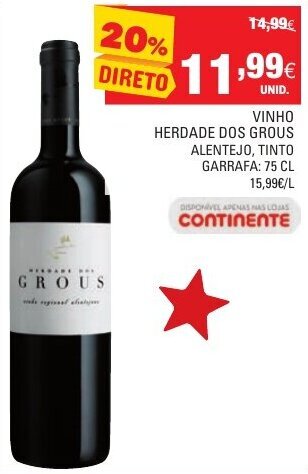 Continente Vinho Herdade dos Grous 75cl promoção