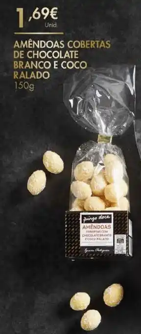 Pingo Doce Amêndoas Cobertas de Chocolate Branco e Coco Ralado 150g promoção