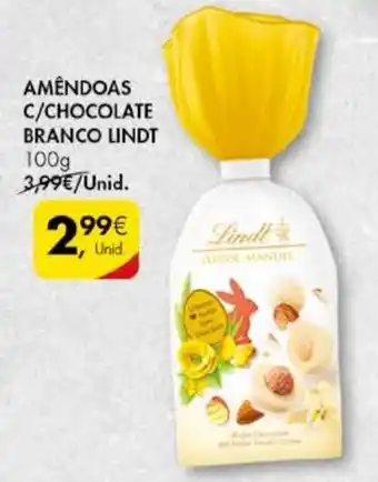 Pingo Doce Amêndoas C/Chocolate Branco Lindt 100g promoção