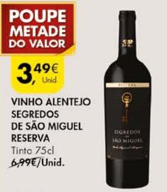 Pingo Doce Vinho Alentejo Segredos de São Miguel Reserva 75cl promoção