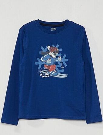 Kiabi T-shirt de manga comprida estampada promoção